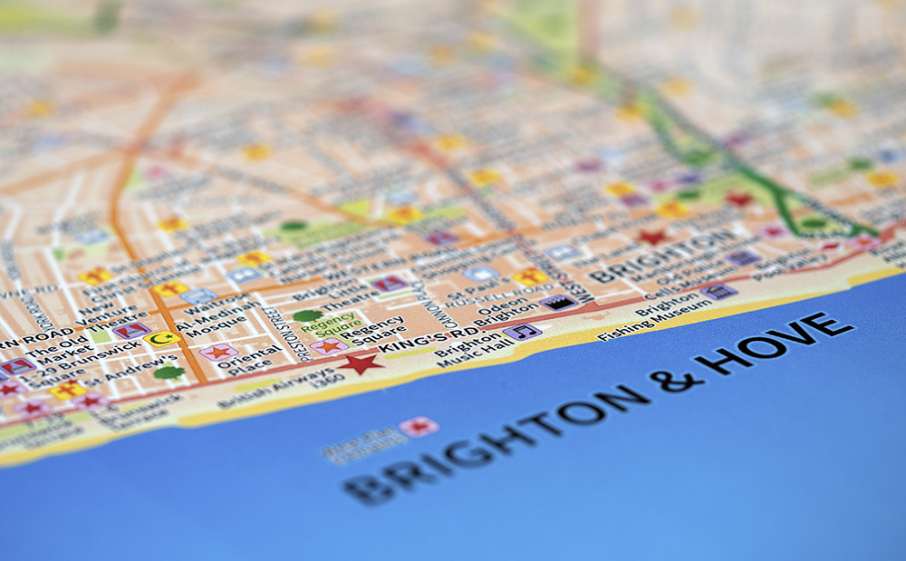 Map of where to have a lie detector test in Brighton and Hove
